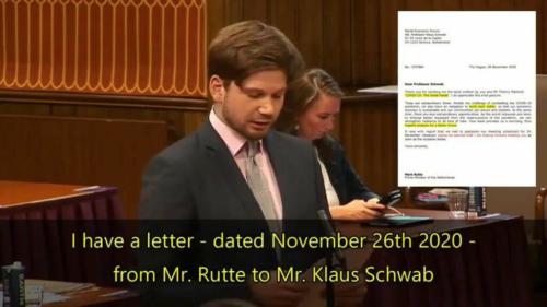 Netherlands Prime Minister Mark Rutte asked about thank you letter to Charles Scwab for Covid 19: The Great Reset book
